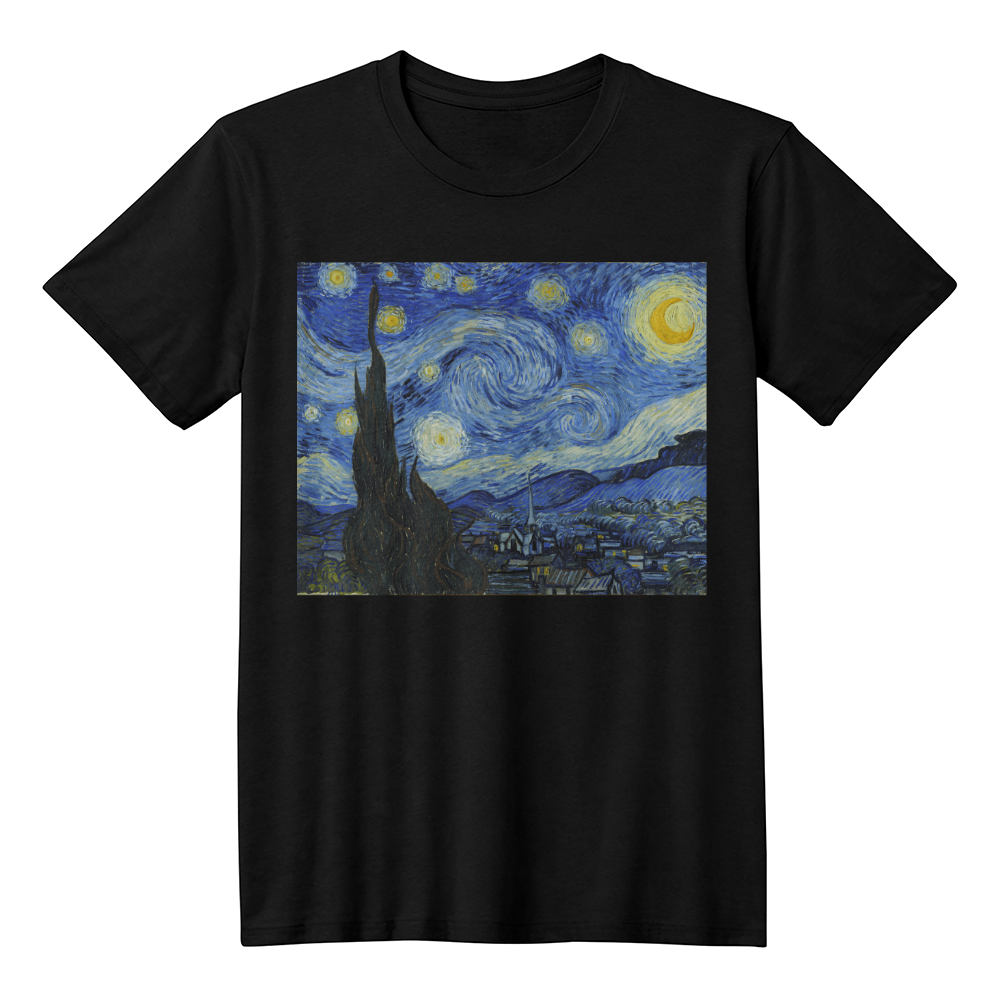 Starry Night Shirt Vincent Van Gogh Famous Painting Art Lover T-Shirt (100% Cotton)