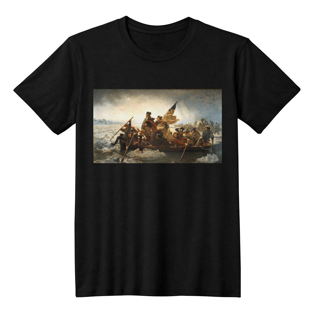 George Washington's Crossing of the Delaware River Emanuel Leutze Painting Graphic T-Shirt (100% Cotton)