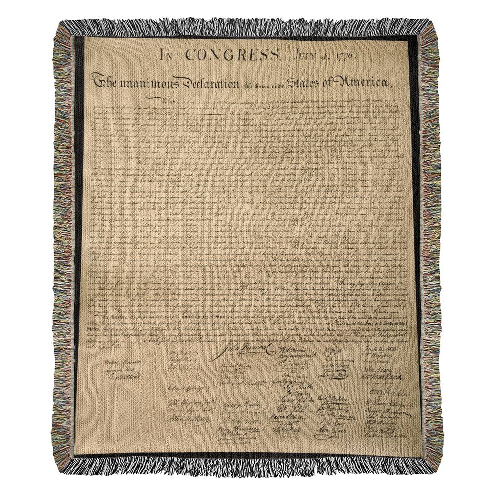 Declaration of Independence Blanket 100 Percent Cotton Throw Blanket 100% Cotton 50x60" 1776 Libertarian Merch