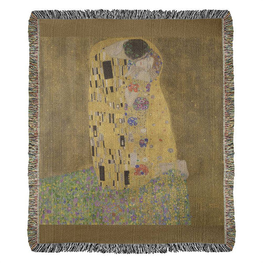 The Kiss Gustav Klimt 100 Percent Cotton Throw Blanket Woven Made in USA 50x60” Famous Painting Artwork Blanket