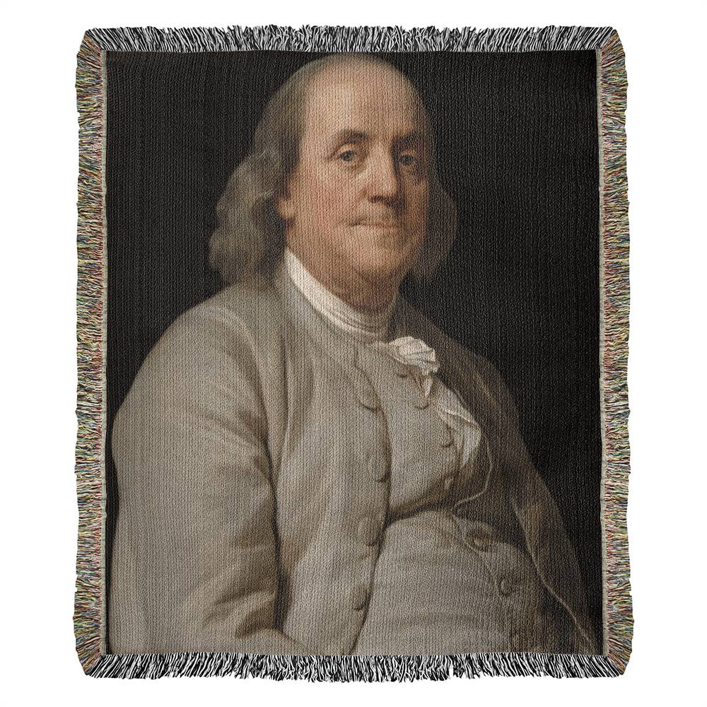 Ben Franklin Portrait Blanket 100 Percent Cotton Throw Blanket 100% Cotton 50x60" Fine Art Joseph-Siffred Duplessis Painting