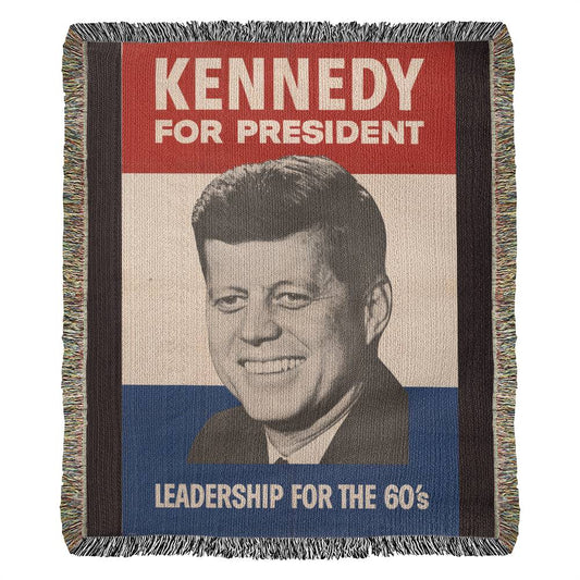 JFK John F Kennedy for President Retro Poster Blanket 100 Percent Cotton Throw Blanket 100% Cotton 50x60" Leadership for the 60's