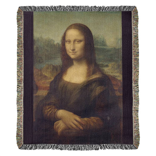 Mona Lisa 100 Percent Cotton Throw Blanket Woven Made in USA 50x60” Famous Painting Leonardo da Vinci Artwork Blanket