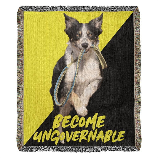 Become Ungovernable Blanket 100 Percent Cotton Throw Blanket 100% Cotton 50x60" Dog Meme Voluntaryist Ancap Flag Graphic Anarchocapitalist Anarchist Libertarian Merch