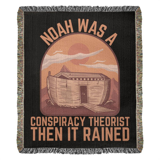 Noah Was a Conspiracy Theorist Then It Rained Blanket 100 Percent Cotton Throw Blanket 100% Cotton 50x60" Vintage Sunset Graphic Funny Gifts for Conspiracy Theorists