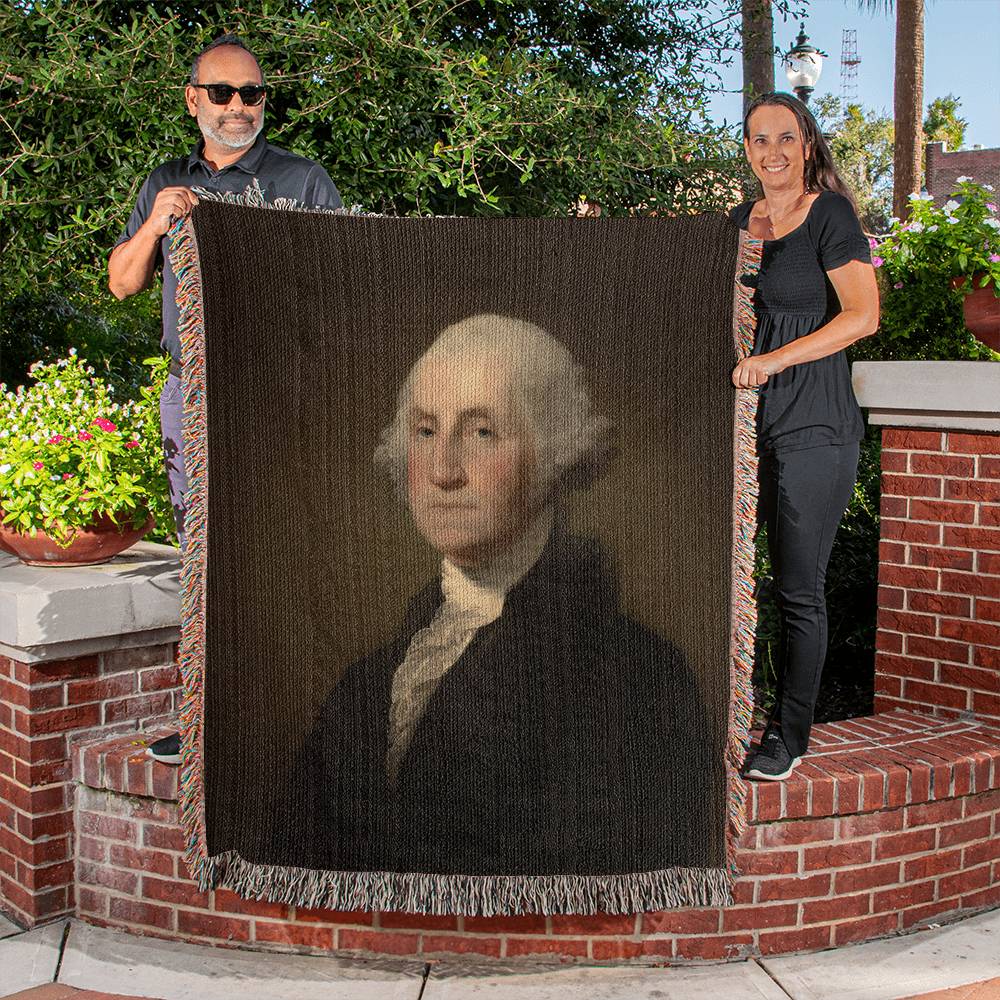 George Washington Portrait Blanket 100 Percent Cotton Throw Blanket 100% Cotton 50x60" Fine Art Gilbert Stuart Painting