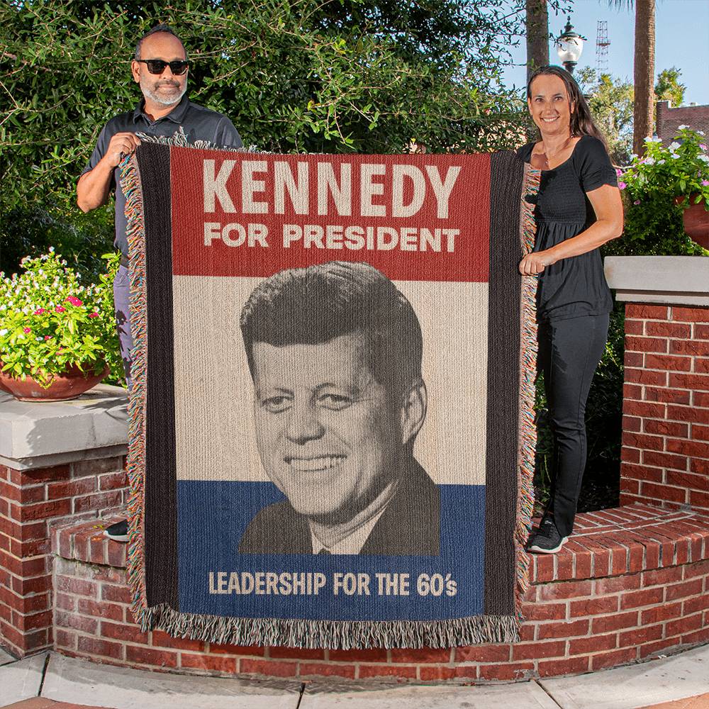 JFK John F Kennedy for President Retro Poster Blanket 100 Percent Cotton Throw Blanket 100% Cotton 50x60" Leadership for the 60's