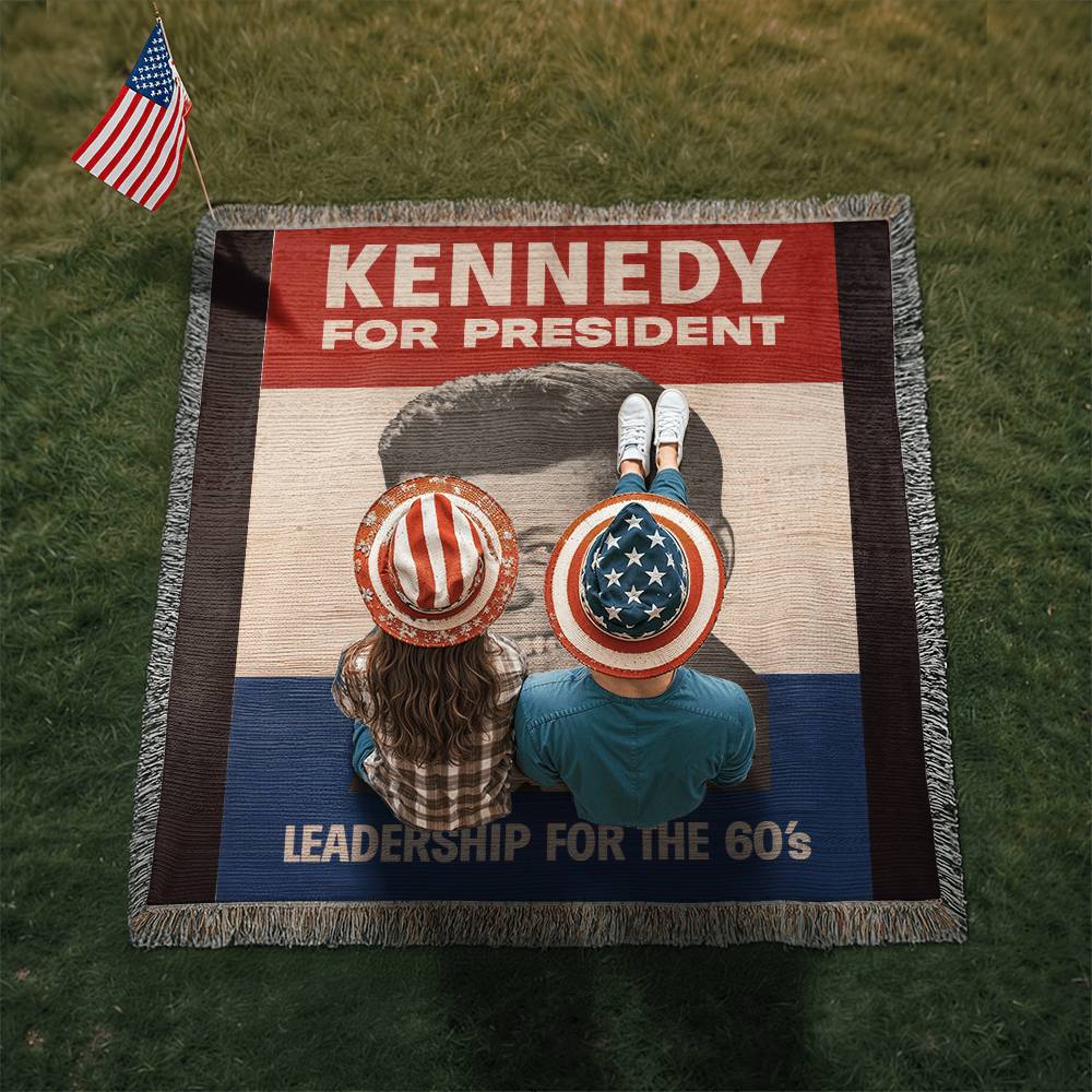 JFK John F Kennedy for President Retro Poster Blanket 100 Percent Cotton Throw Blanket 100% Cotton 50x60" Leadership for the 60's