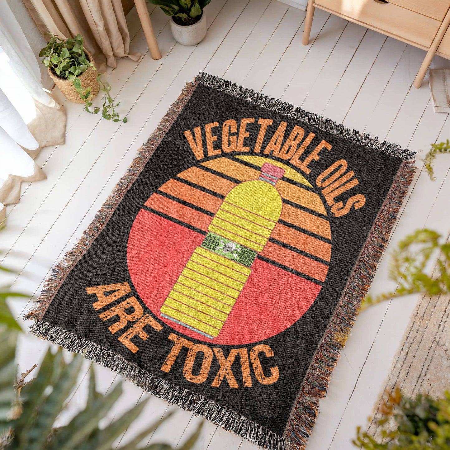 Vegetable Oils Are Toxic Blanket 100 Percent Cotton Throw Blanket 100% Cotton 50x60" Make America Healthy Again Meme