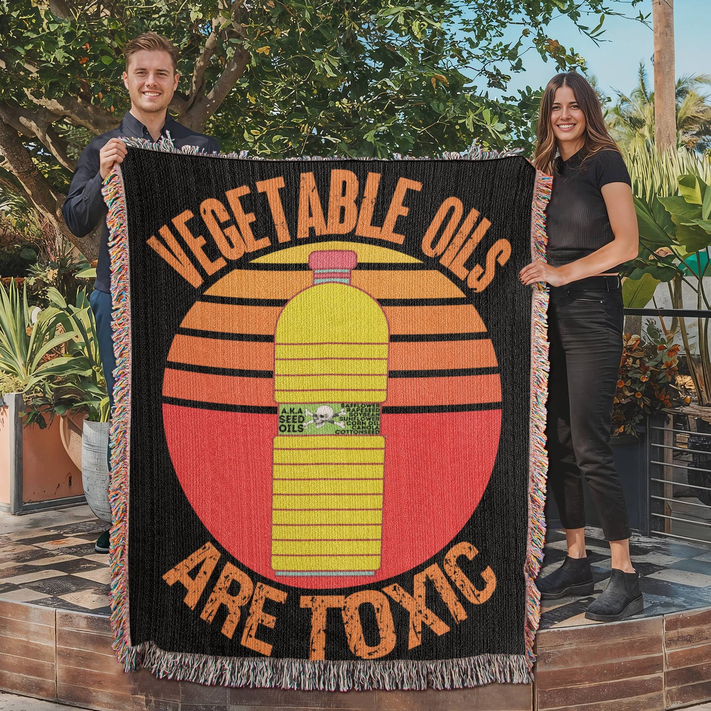 Vegetable Oils Are Toxic Blanket 100 Percent Cotton Throw Blanket 100% Cotton 50x60" Make America Healthy Again Meme