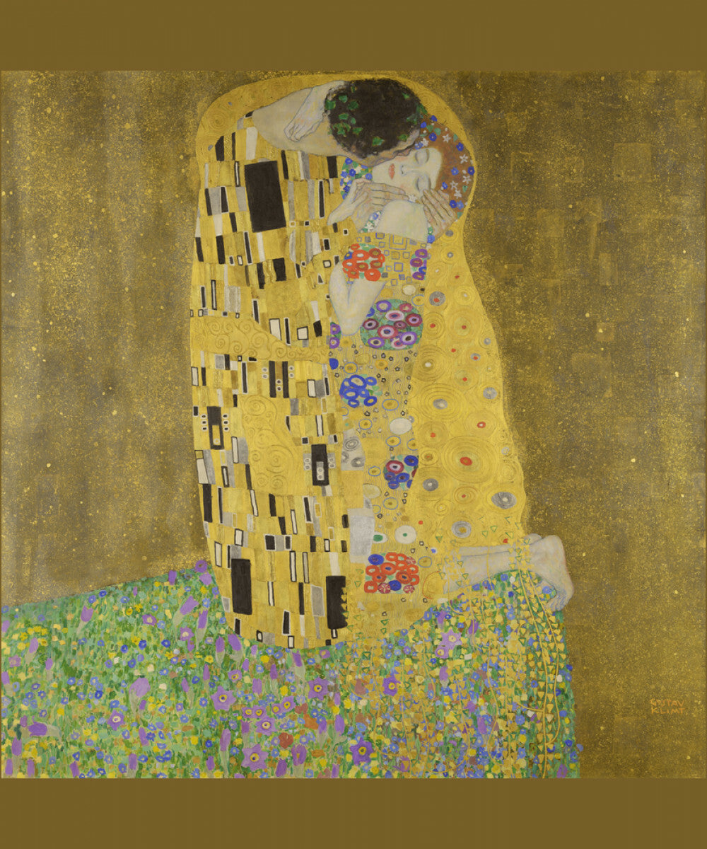 The Kiss Gustav Klimt 100 Percent Cotton Throw Blanket Woven Made in USA 50x60” Famous Painting Artwork Blanket