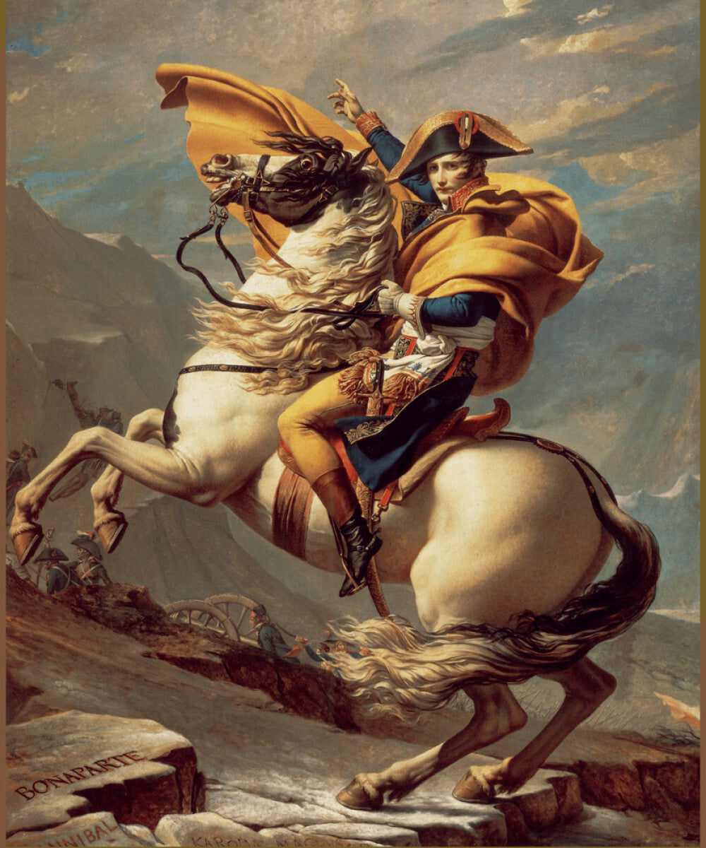 Napoleon Crossing the Alps 100 Percent Cotton Throw Blanket Woven Made in USA 50x60” Famous Painting by Jacques-Louis David Artwork Blanket