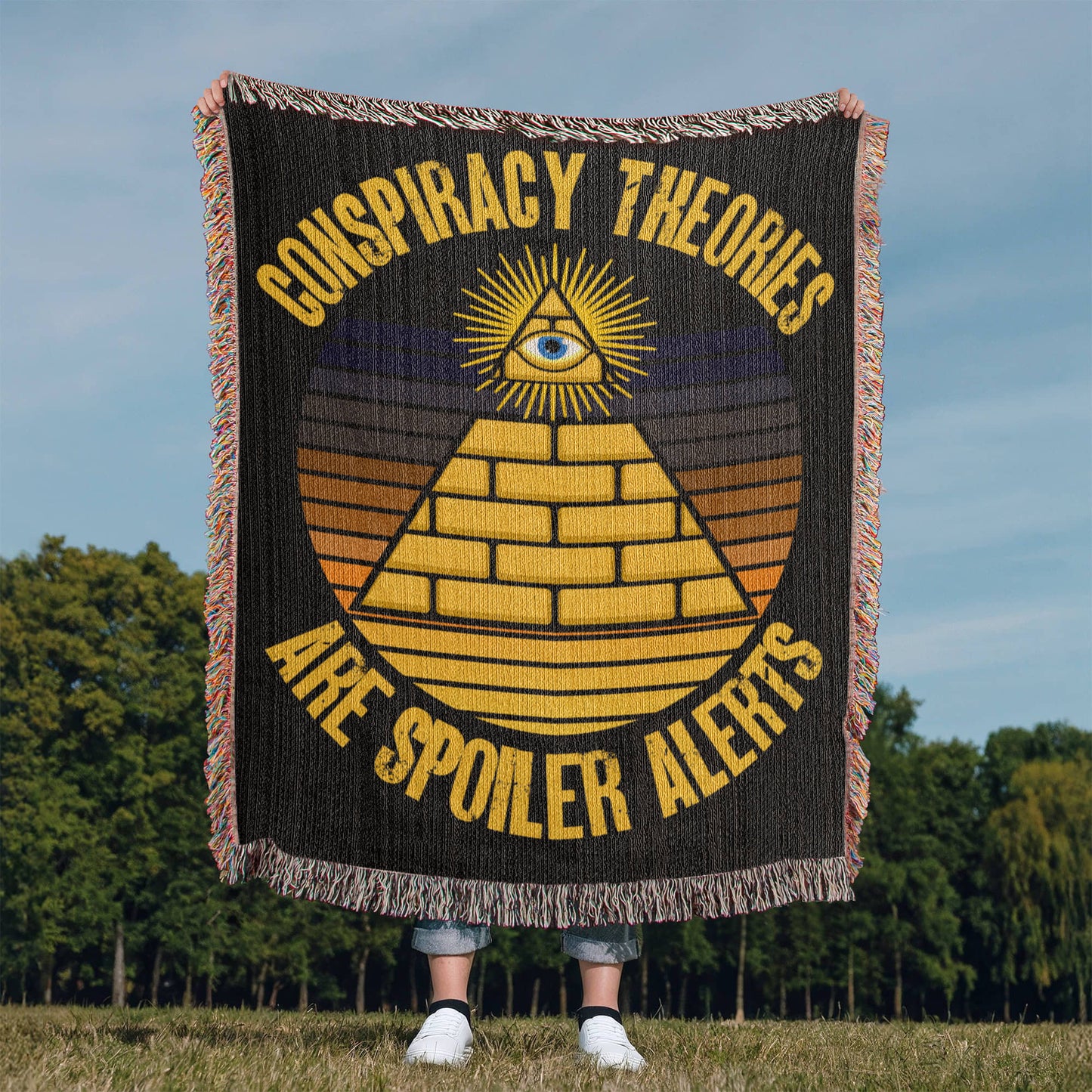 Conspiracy Theories Are Spoiler Alerts Blanket 100 Percent Cotton Throw Blanket 100% Cotton 50x60" Funny Conspiracy Realist Pyramid Illuminati Graphic Funny Gifts for Conspiracy Theorists