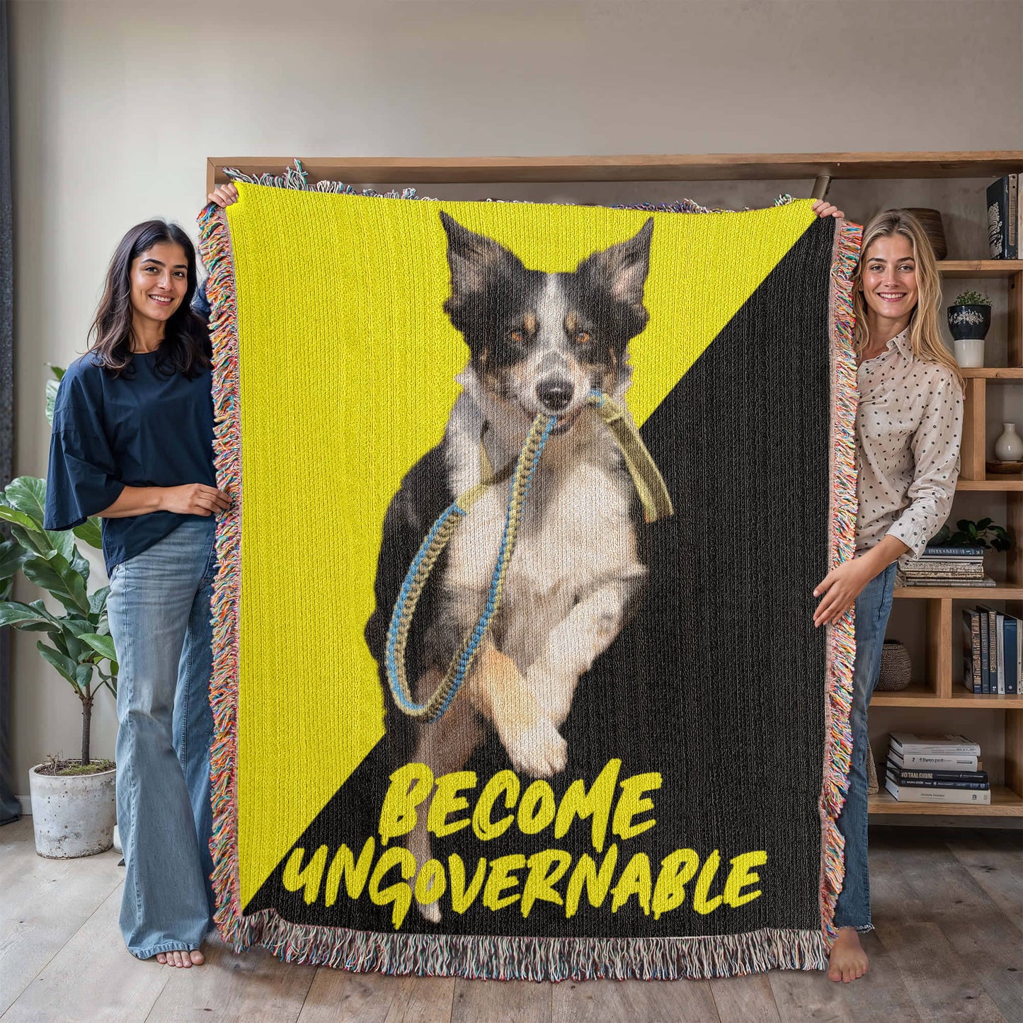 Become Ungovernable Blanket 100 Percent Cotton Throw Blanket 100% Cotton 50x60" Dog Meme Voluntaryist Ancap Flag Graphic Anarchocapitalist Anarchist Libertarian Merch