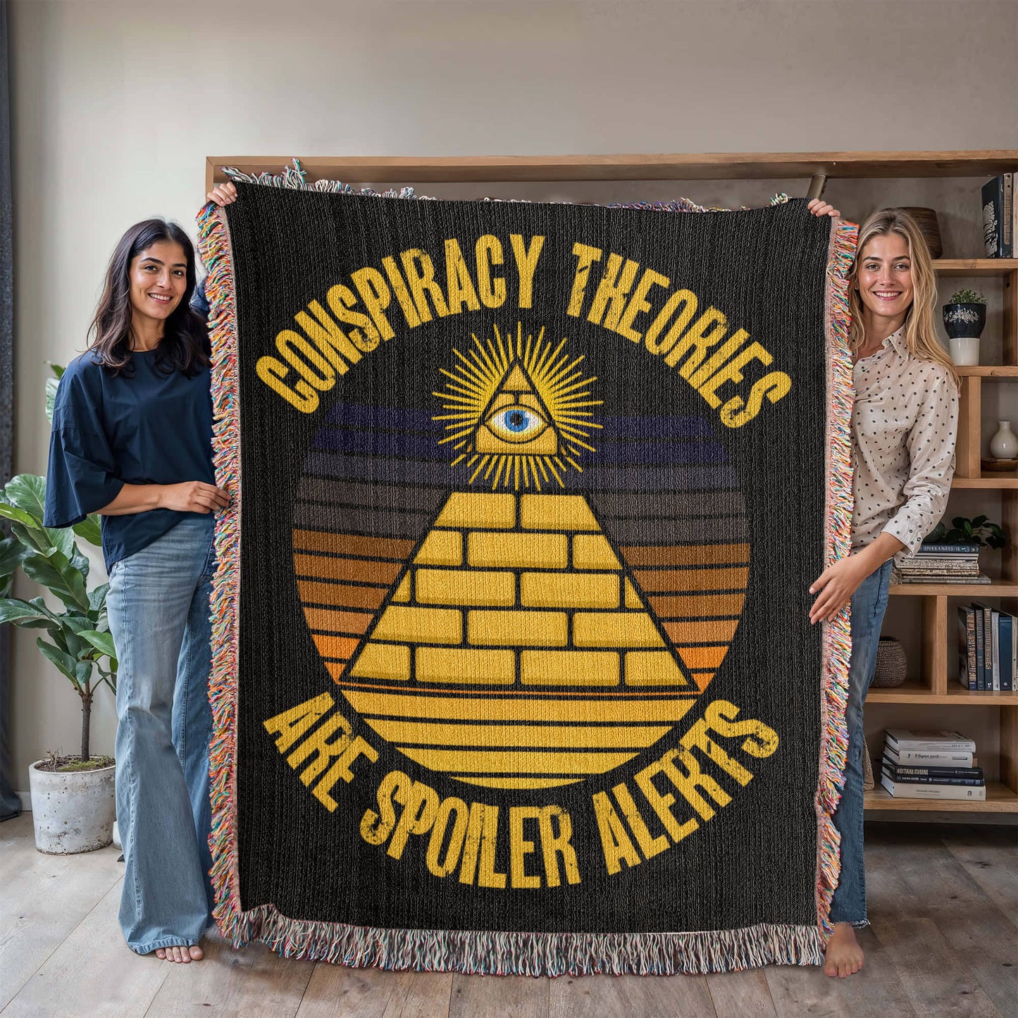 Conspiracy Theories Are Spoiler Alerts Blanket 100 Percent Cotton Throw Blanket 100% Cotton 50x60" Funny Conspiracy Realist Pyramid Illuminati Graphic Funny Gifts for Conspiracy Theorists