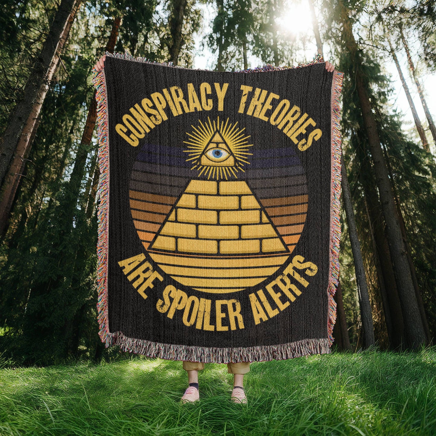 Conspiracy Theories Are Spoiler Alerts Blanket 100 Percent Cotton Throw Blanket 100% Cotton 50x60" Funny Conspiracy Realist Pyramid Illuminati Graphic Funny Gifts for Conspiracy Theorists