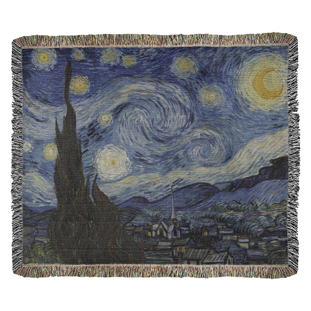 Starry Night Blanket 100 Percent Cotton Throw Blanket 100% Cotton 50x60" Fine Art Vincent Van Gogh Merch