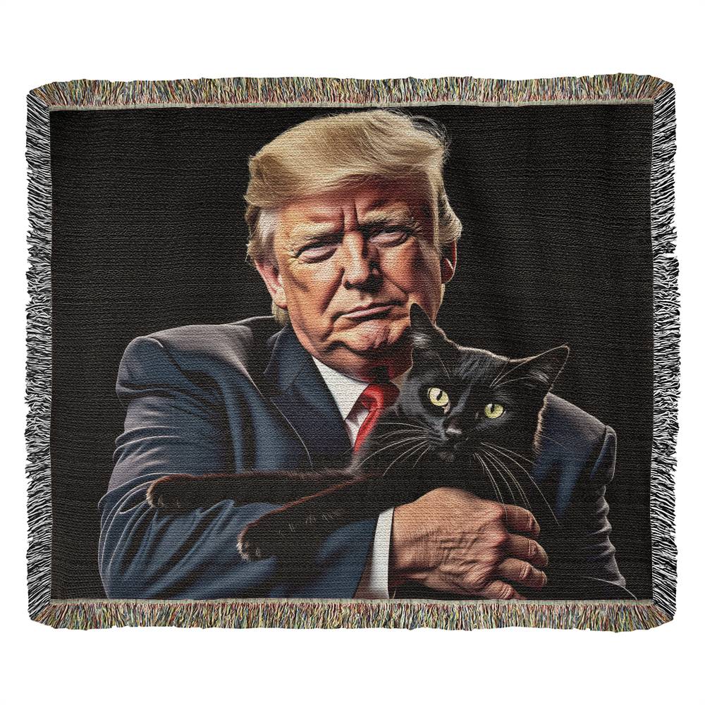 Donald Trump Holding Cat Blanket 100 Percent Cotton Throw Blanket 100% Cotton 50x60" Funny Meme They're Eating the Cats Trump 2024