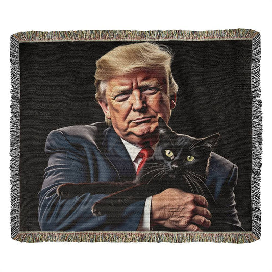 Donald Trump Holding Cat Blanket 100 Percent Cotton Throw Blanket 100% Cotton 50x60" Funny Meme They're Eating the Cats Trump 2024