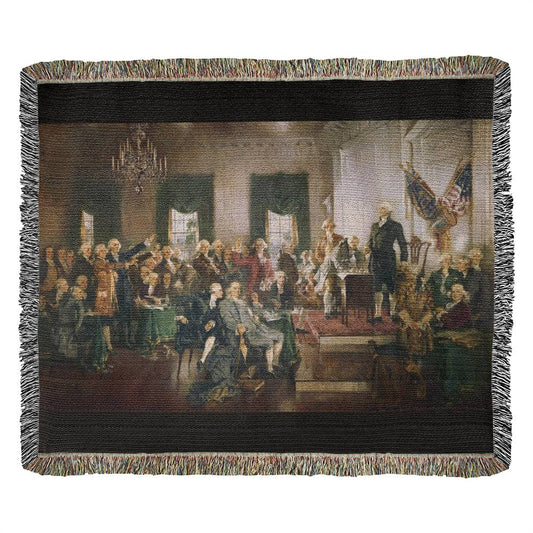 Patriotic Blanket Scene at the Signing of the Constitution of the United States 100 Percent Cotton Throw Blanket 100% Cotton 50x60" 1787 Libertarian Merch