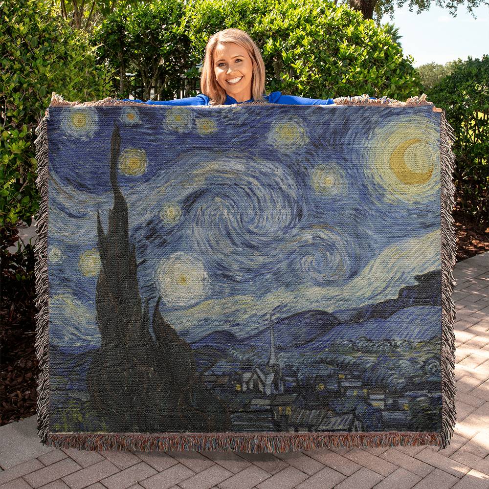 Starry Night Blanket 100 Percent Cotton Throw Blanket 100% Cotton 50x60" Fine Art Vincent Van Gogh Merch