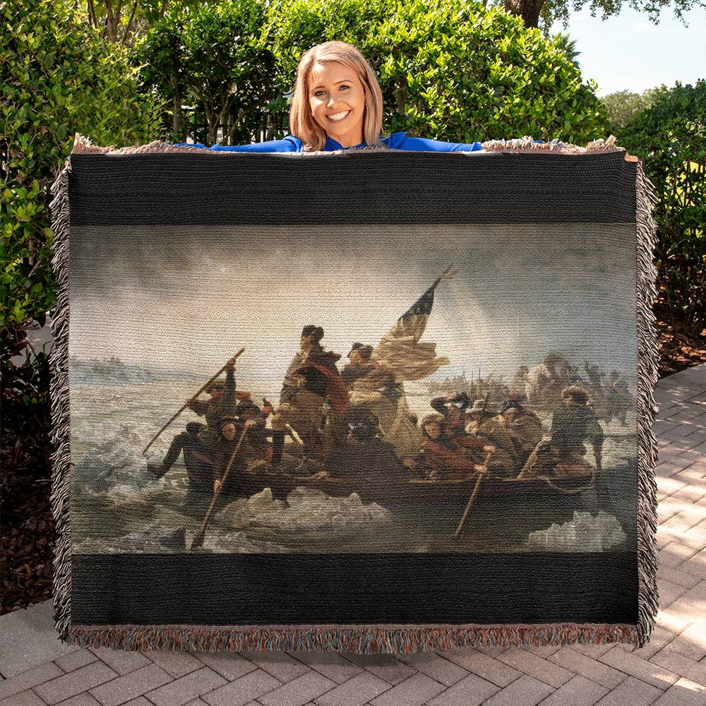 George Washington's Crossing of the Delaware River Blanket 100 Percent Cotton Throw Blanket 100% Cotton 50x60" Emanuel Leutze Painting