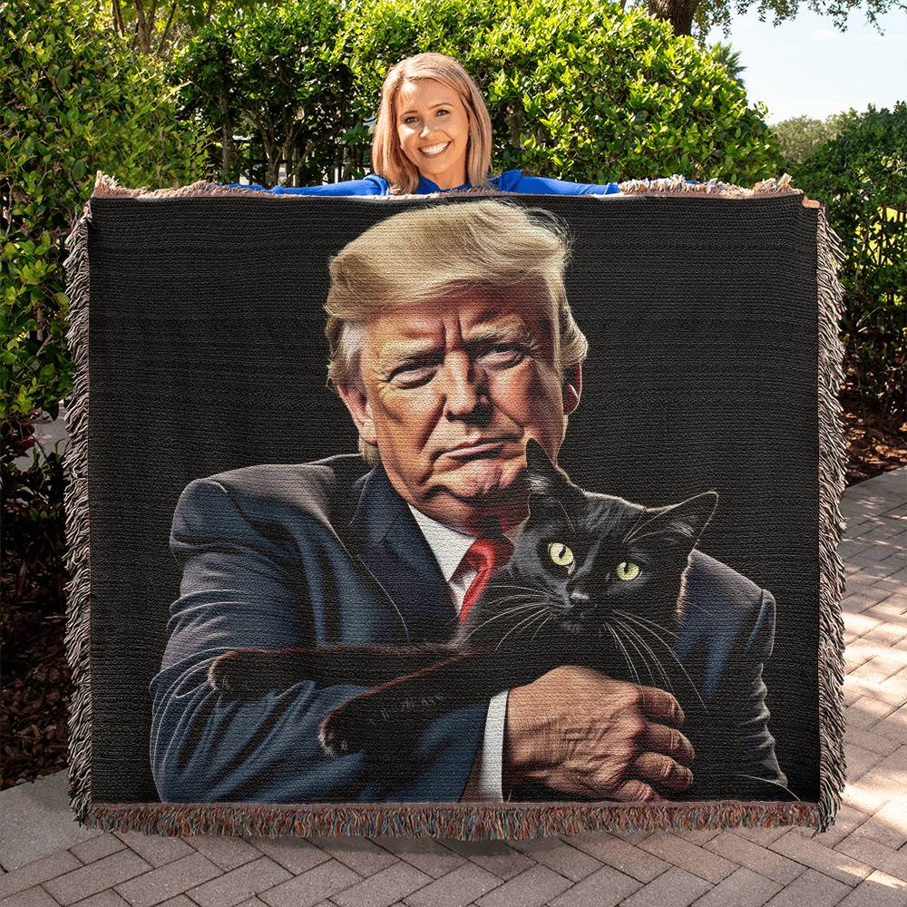 Donald Trump Holding Cat Blanket 100 Percent Cotton Throw Blanket 100% Cotton 50x60" Funny Meme They're Eating the Cats Trump 2024