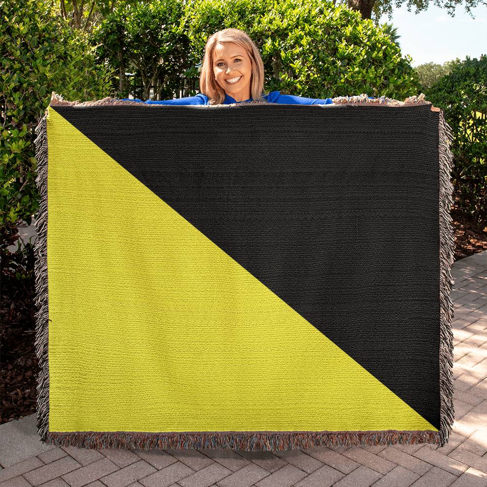 Ancap Flag Blanket 100 Percent Cotton Throw Blanket 100% Cotton 50x60" Anarchocapitalist Black and Yellow Anarchist Libertarian Merch