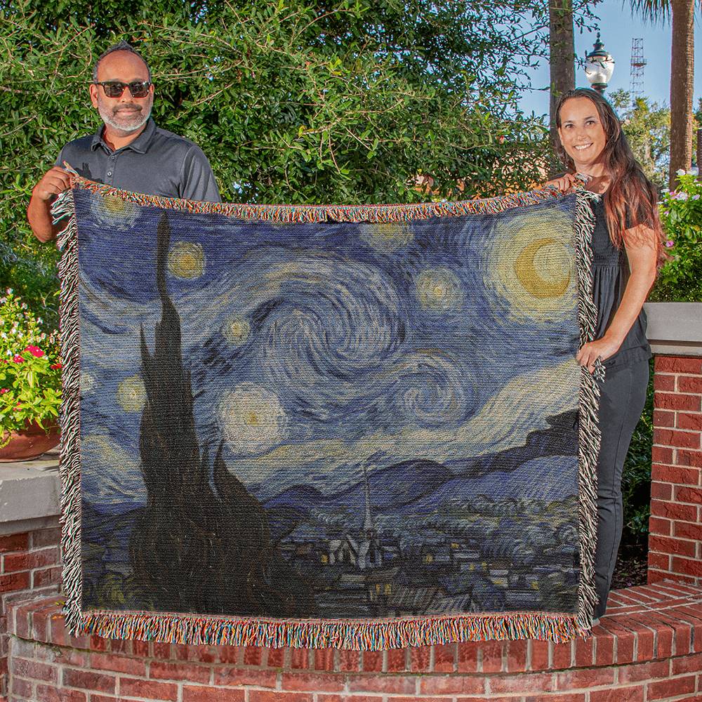 Starry Night Blanket 100 Percent Cotton Throw Blanket 100% Cotton 50x60" Fine Art Vincent Van Gogh Merch