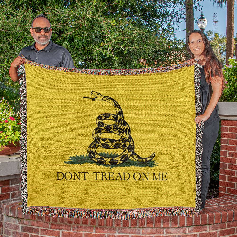 Gadsden Flag Don't Tread On Me Blanket 100 Percent Cotton Throw Blanket 100% Cotton 50x60" Libertarian Merch