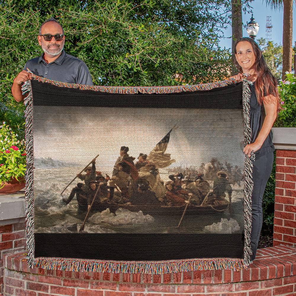 George Washington's Crossing of the Delaware River Blanket 100 Percent Cotton Throw Blanket 100% Cotton 50x60" Emanuel Leutze Painting