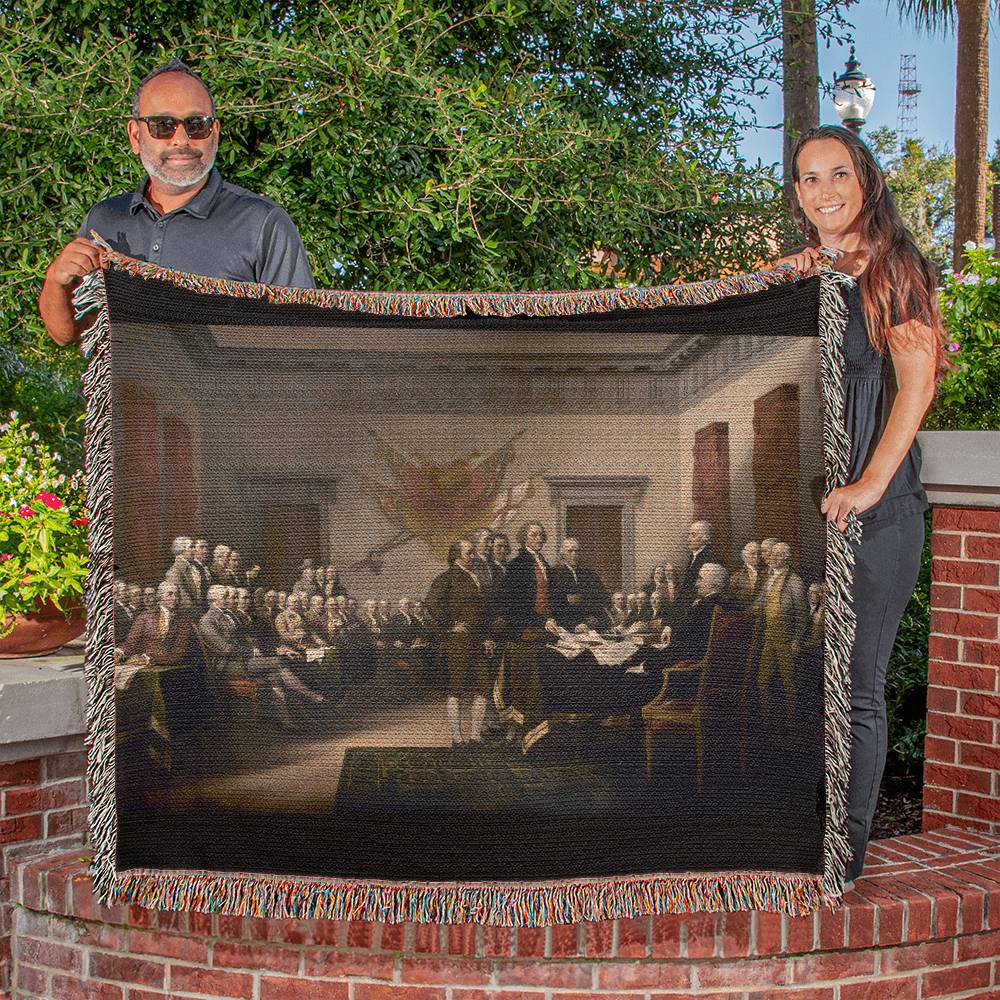 Declaration of Independence Painting Blanket 100 Percent Cotton Throw Blanket 100% Cotton 50x60" John Trumbull Fine Art 1776 Libertarian Merch