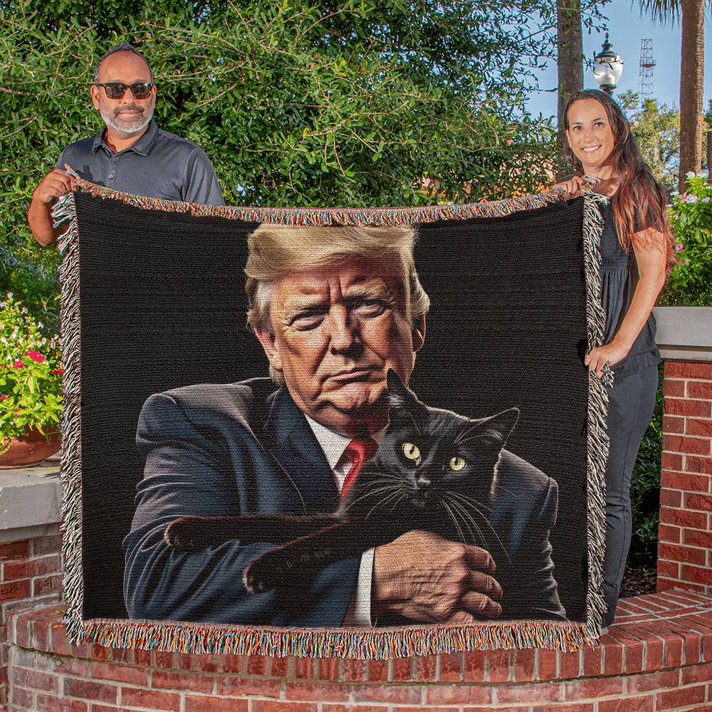 Donald Trump Holding Cat Blanket 100 Percent Cotton Throw Blanket 100% Cotton 50x60" Funny Meme They're Eating the Cats Trump 2024