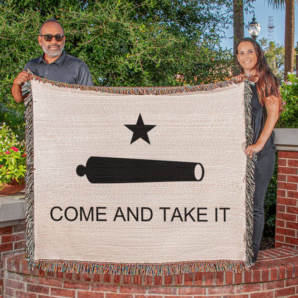 Come and Take It Blanket 100 Percent Cotton Throw Blanket 100% Cotton 50x60"  Battle of Gonzales Flag Cannon 2A Libertarian Merch