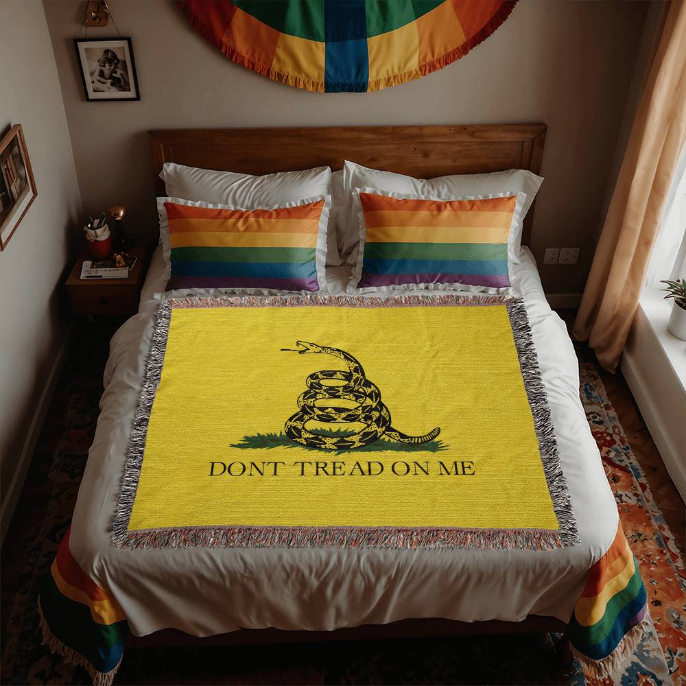 Gadsden Flag Don't Tread On Me Blanket 100 Percent Cotton Throw Blanket 100% Cotton 50x60" Libertarian Merch