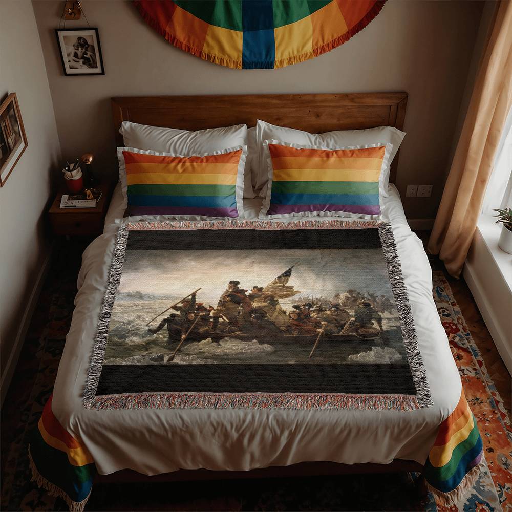 George Washington's Crossing of the Delaware River Blanket 100 Percent Cotton Throw Blanket 100% Cotton 50x60" Emanuel Leutze Painting