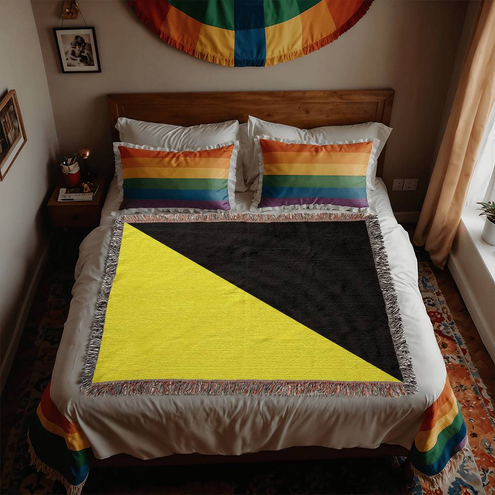 Ancap Flag Blanket 100 Percent Cotton Throw Blanket 100% Cotton 50x60" Anarchocapitalist Black and Yellow Anarchist Libertarian Merch