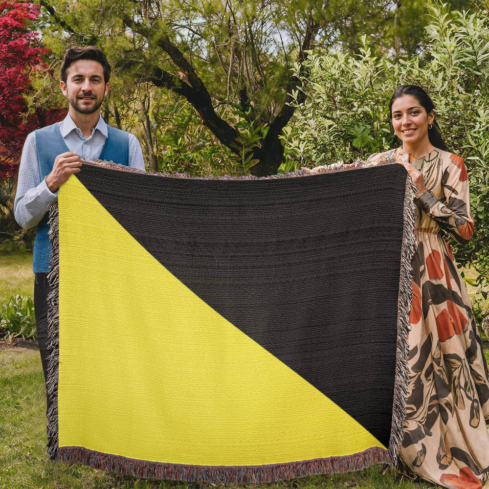 Ancap Flag Blanket 100 Percent Cotton Throw Blanket 100% Cotton 50x60" Anarchocapitalist Black and Yellow Anarchist Libertarian Merch