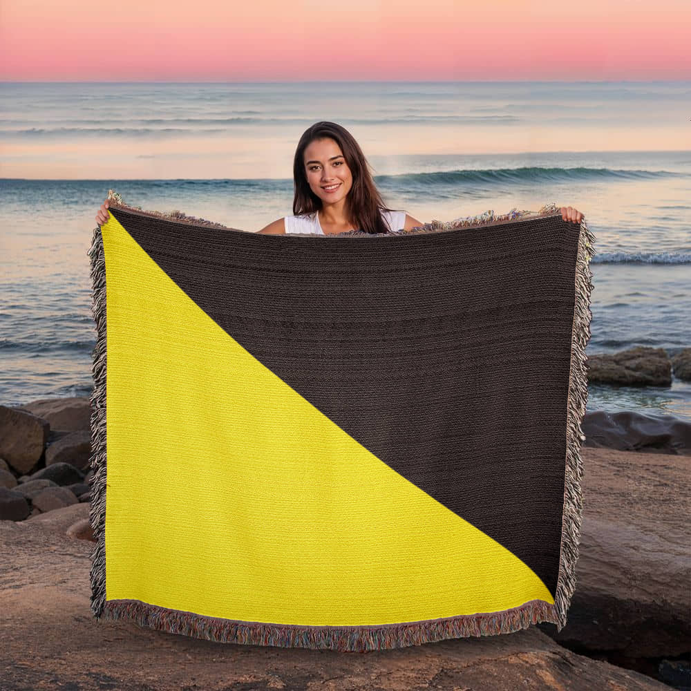 Ancap Flag Blanket 100 Percent Cotton Throw Blanket 100% Cotton 50x60" Anarchocapitalist Black and Yellow Anarchist Libertarian Merch