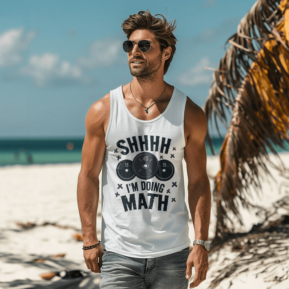 Shh I'm Doing Math Gym Weight Lifting Meme Graphic Tank Top