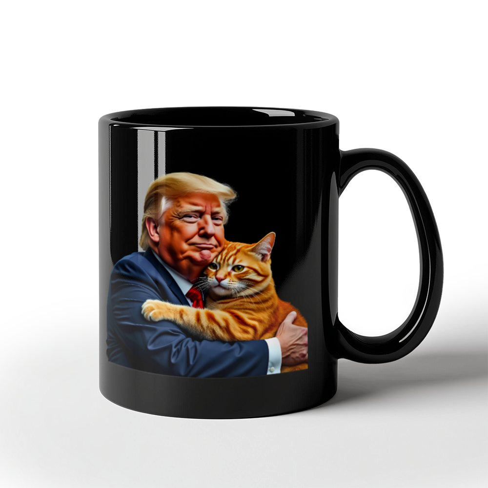 Donald Trump Holding Orange Cat Coffee Mug (11 oz) They're Eating the Cats Meme Funny Trump 2024 Mugs