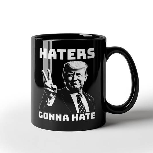 Trump Haters Gonna Hate Coffee Mug (11 oz) Peace Sign Graphic Funny Trump 2024 Mugs