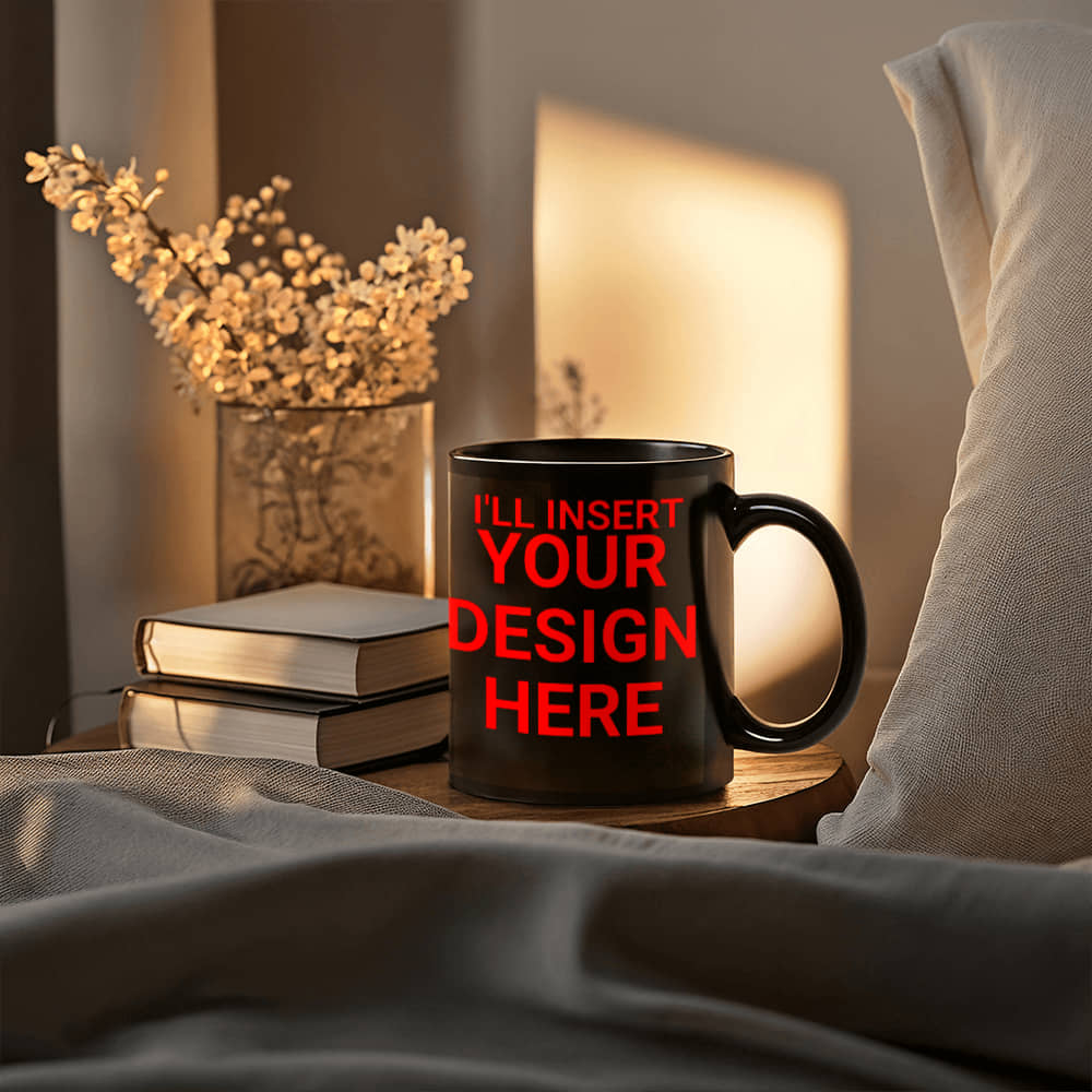 I'll Insert Your Design Custom Coffee Mug (11 oz) Black Personalized Gift Cup