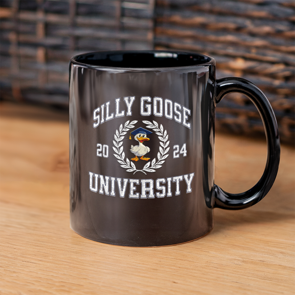 Silly Goose University Coffee Mug (11 oz) Funny Meme Gift Mugs for Silly People