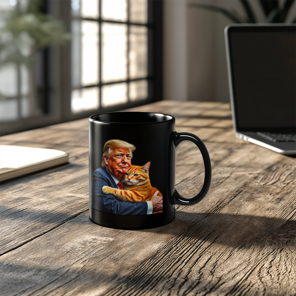 Donald Trump Holding Orange Cat Coffee Mug (11 oz) They're Eating the Cats Meme Funny Trump 2024 Mugs