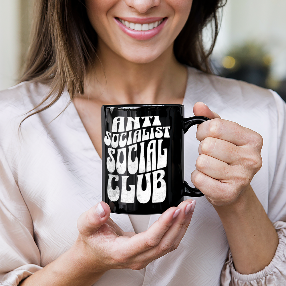 Anti Socialist Social Club Coffee Mug (11 oz) Mugs for Libertarian Anti-Communists