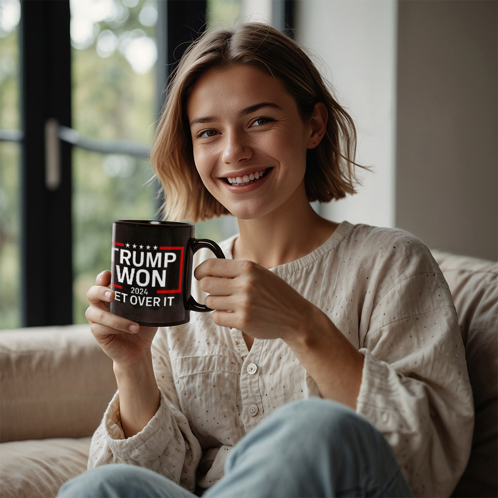 Trump Won Get Over It Coffee Mug (11 oz) Funny Mugs for Trump 2024 Supporters