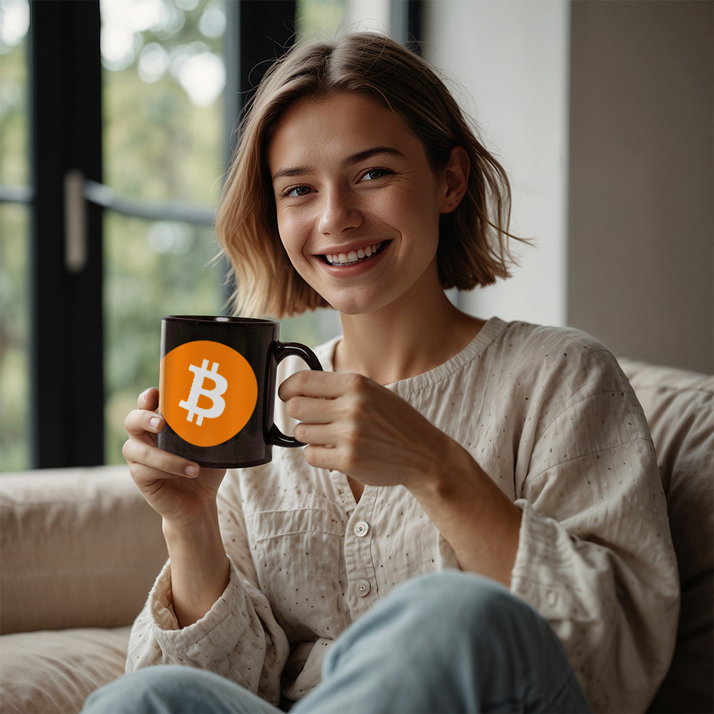 Bitcoin Logo Coffee Mug (11 oz) BTC Mug for Crypto Lovers HODL