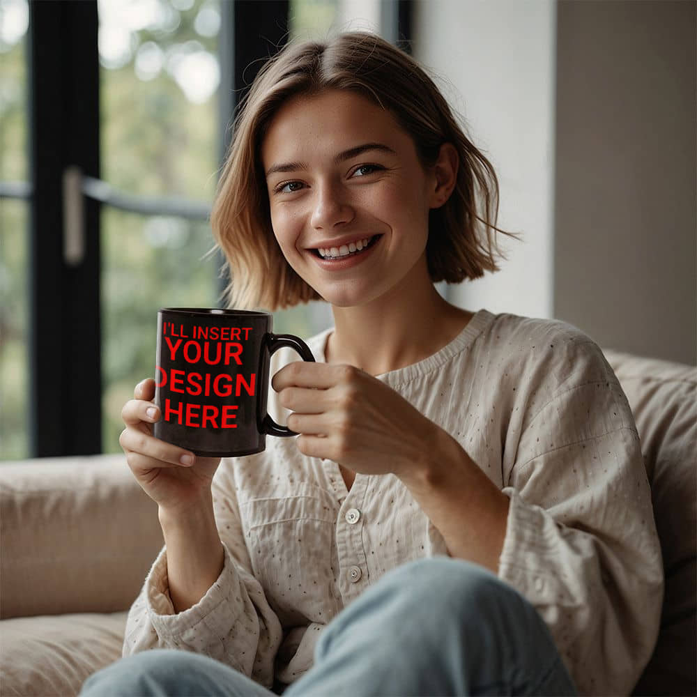 I'll Insert Your Design Custom Coffee Mug (11 oz) Black Personalized Gift Cup