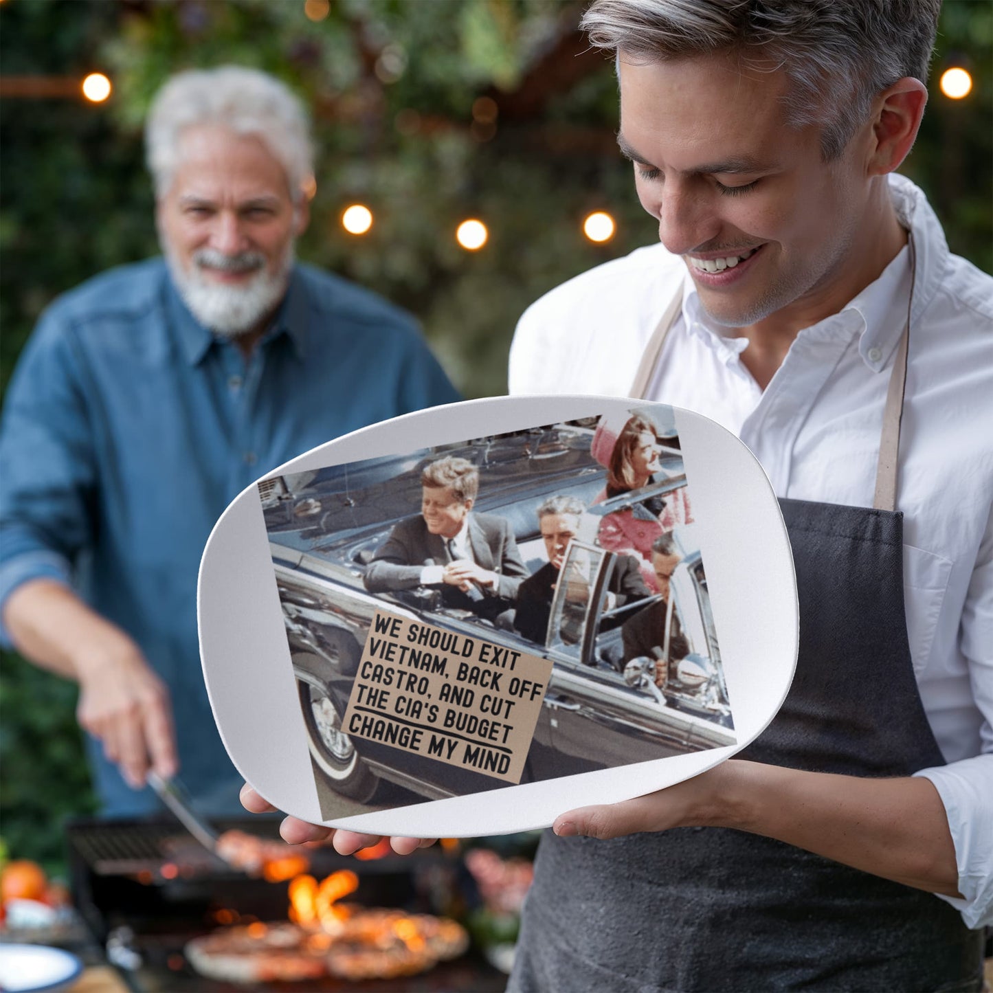 JFK Assassination Change My Mind Meme 10x14" Serving Platter Funny Political Unique Gift